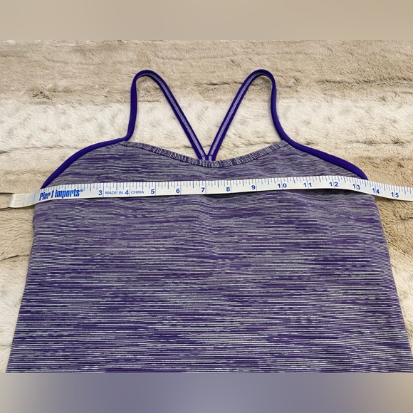 Lululemon Power Y Tank Micro Stripe Purple & White Size 6 - Picture 10 of 10